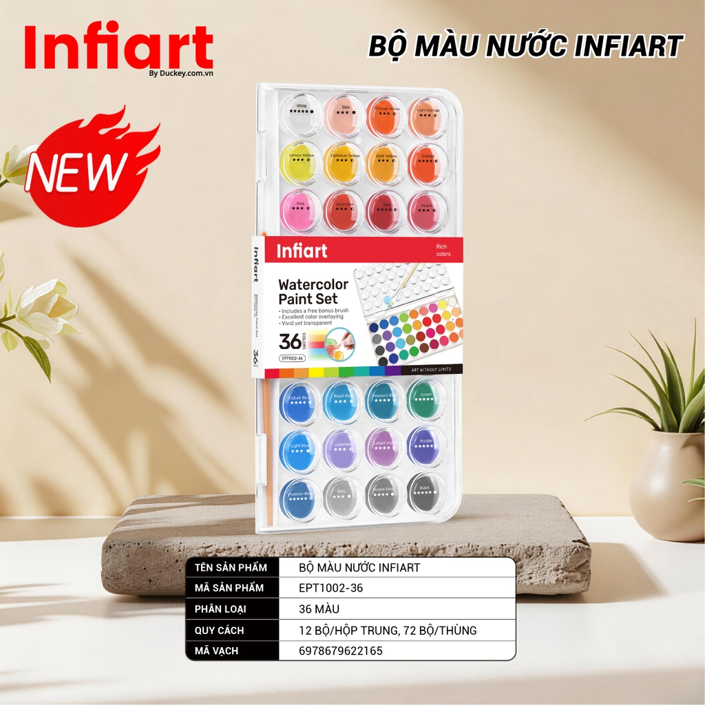 Bộ Màu Nước Infiart Trong Suốt Cao Cấp EPT1002