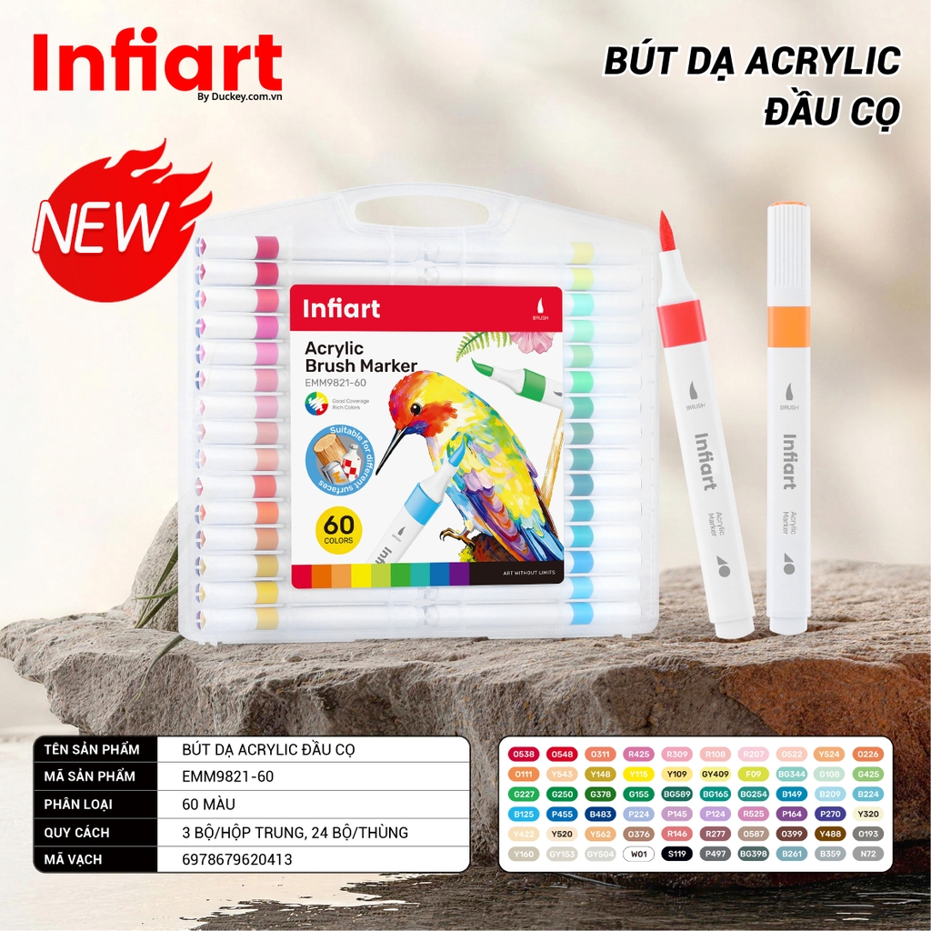 Bút Dạ Acrylic Đầu Cọ Infiart EMM9821
