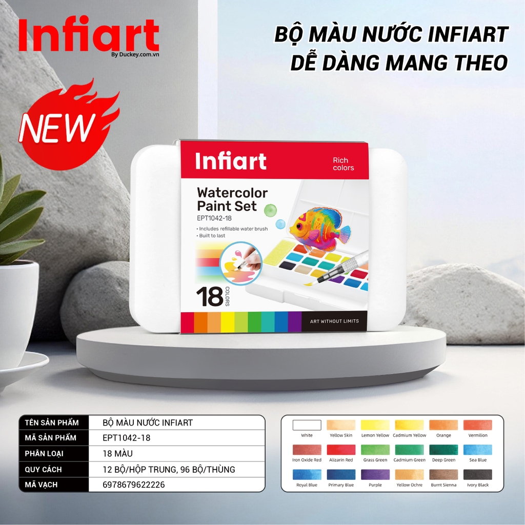 Bộ Màu Nước Infiart - Dễ Dàng Mang Theo EPT1042