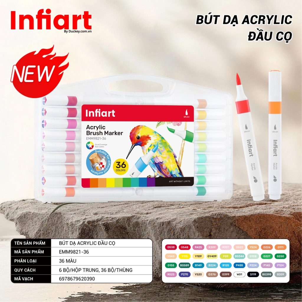 Bút Dạ Acrylic Đầu Cọ Infiart EMM9821