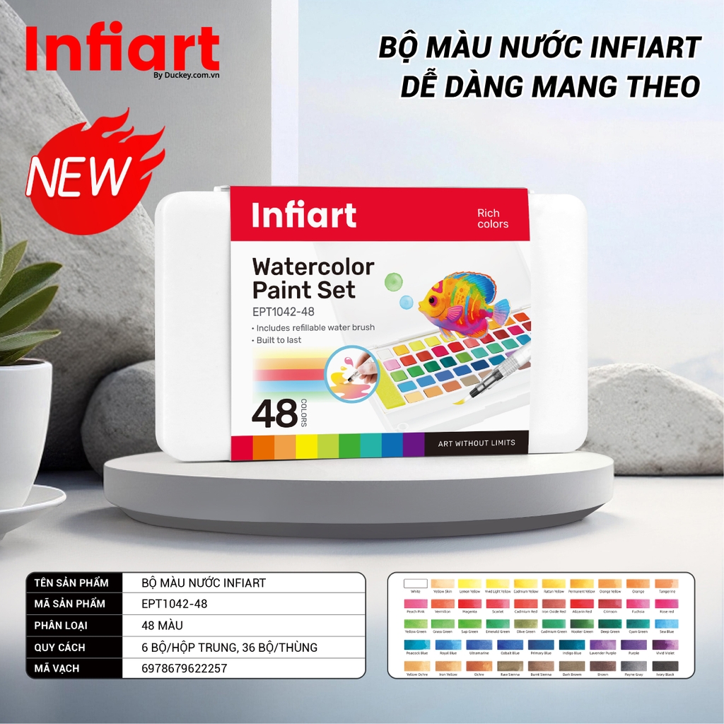 Bộ Màu Nước Infiart - Dễ Dàng Mang Theo EPT1042