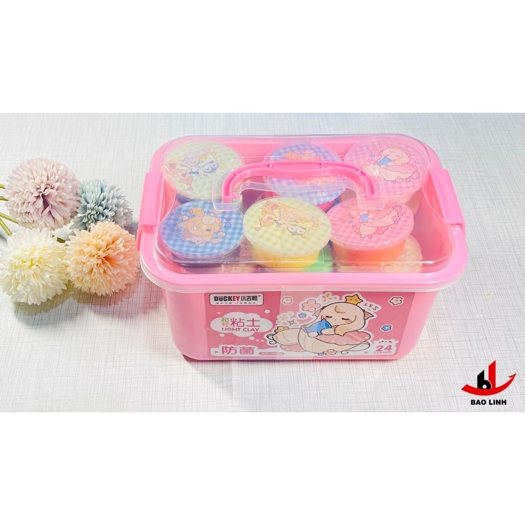 Đất nặn siêu nhẹ DUCKEY - Bộ đất nặn XJY-9302 24 màu sắc - Tặng kèm phụ kiện - Đảm bảo chất lượng theo ISO9000