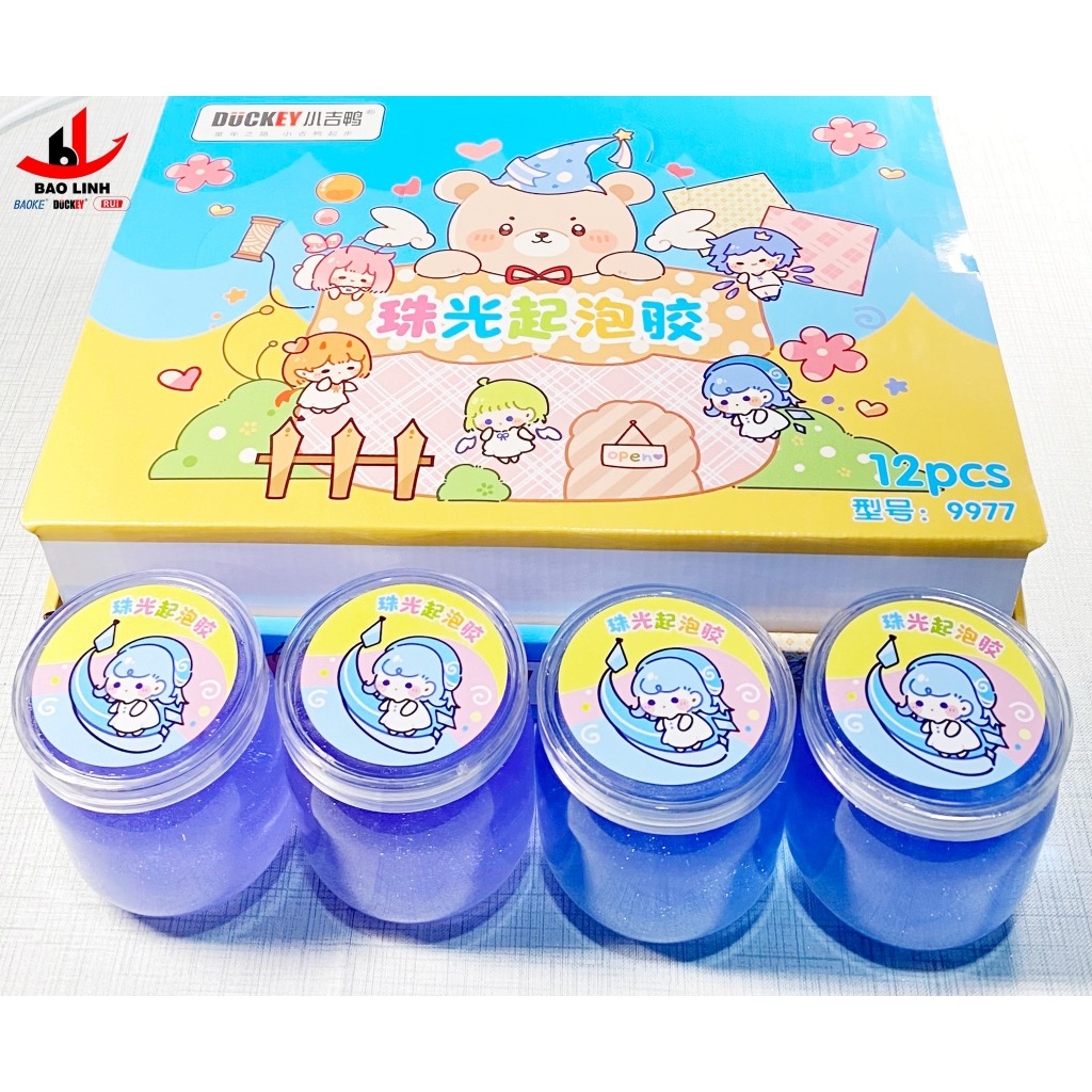 Slime màu nhũ DUCKEY, Slam XJY-9977 màu ánh nhũ xanh tím - Sản xuất theo tiêu chuẩn ISO9000 - An toàn cho người sử dụng.