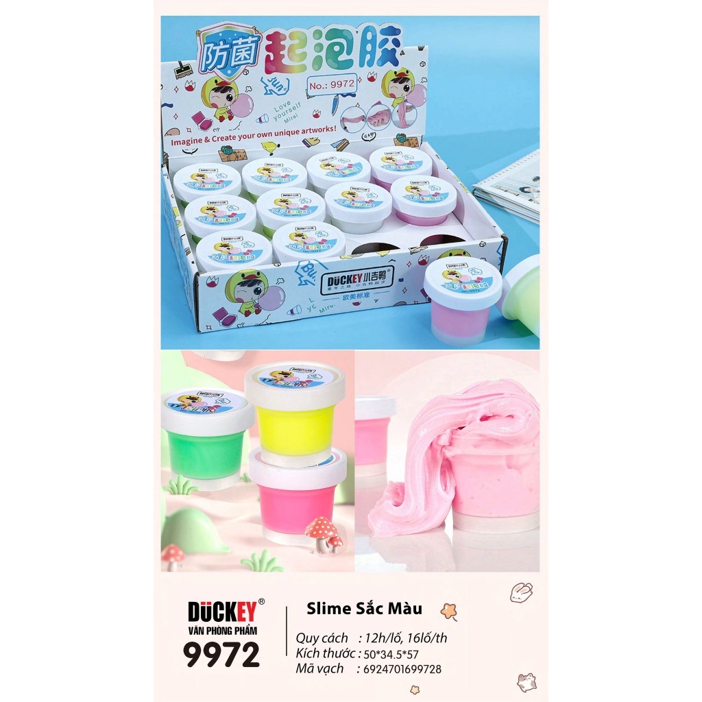 Slime sắc màu DUCKEY. Slime nắp xoáy XJY-9972 nhiều màu sắc - Đa dạng lựa chọn cho bạn.