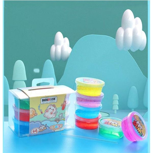 Slime sắc màu DUCKEY. Bộ Slime XJY-9943 6 màu sắc khác nhau - Sản xuất theo quy chuẩn EN-71 - An toàn cho người dùng.