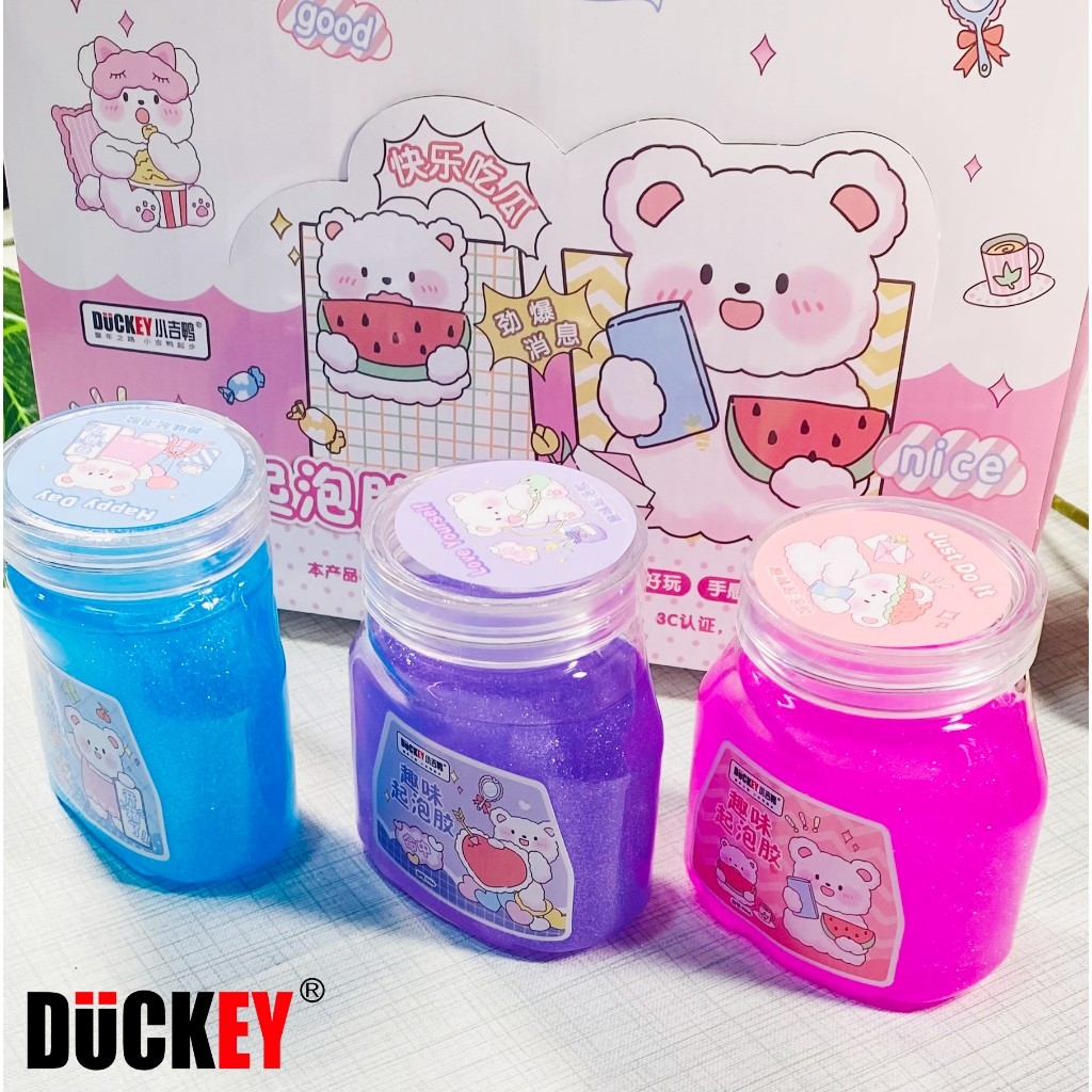 Slime sắc màu DUCKEY. Slime dẻo XJY-9966 có màu nhũ - Sản xuất theo tiêu chuẩn ISO9000 - An toàn cho người sử dụng.