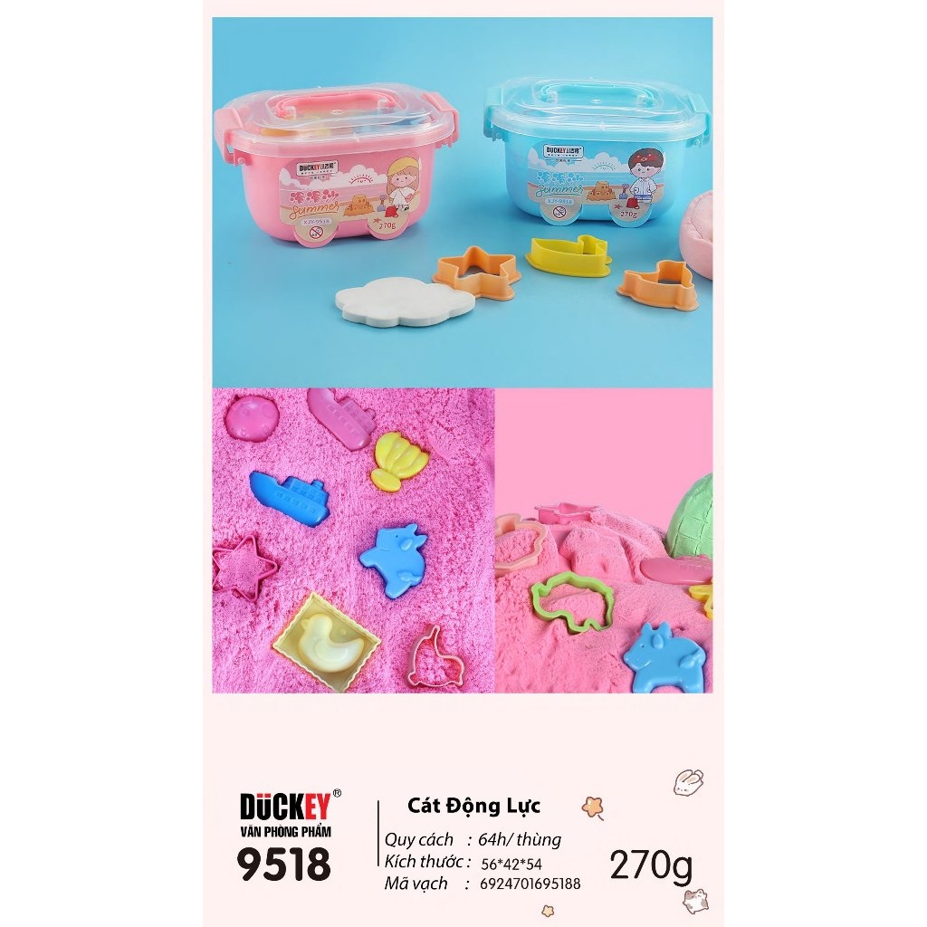 Cát động lực DUCKEY. Bộ cát động lực XJY-9518 có trọng lượng 270g - Tặng kèm khuôn nặn