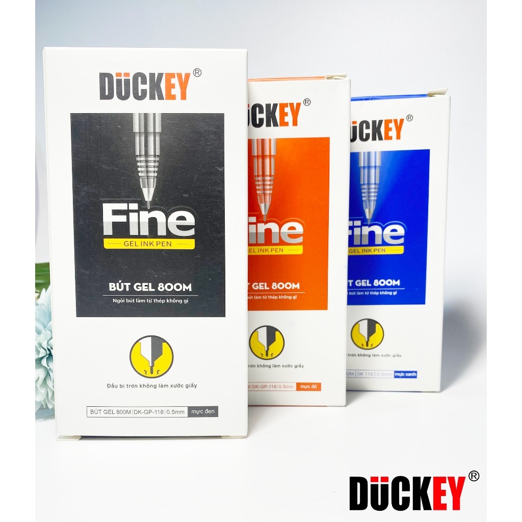 Bút mực gel DUCKEY GP-118 ngòi thép 0.5mm. Mực gel liền thân - Dung tích mực lơn - Viết tới 800m - Ngòi thép siêu trơn