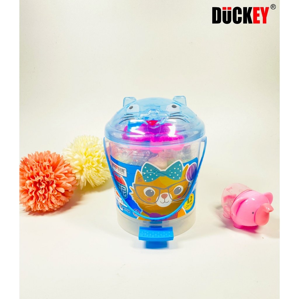 Đất nặn cho bé DUCKEY, Bộ sản phẩm XJY-183 được tặng kèm khuôn - 12 màu sắc - Làm từ bột mì - An toàn cho bé