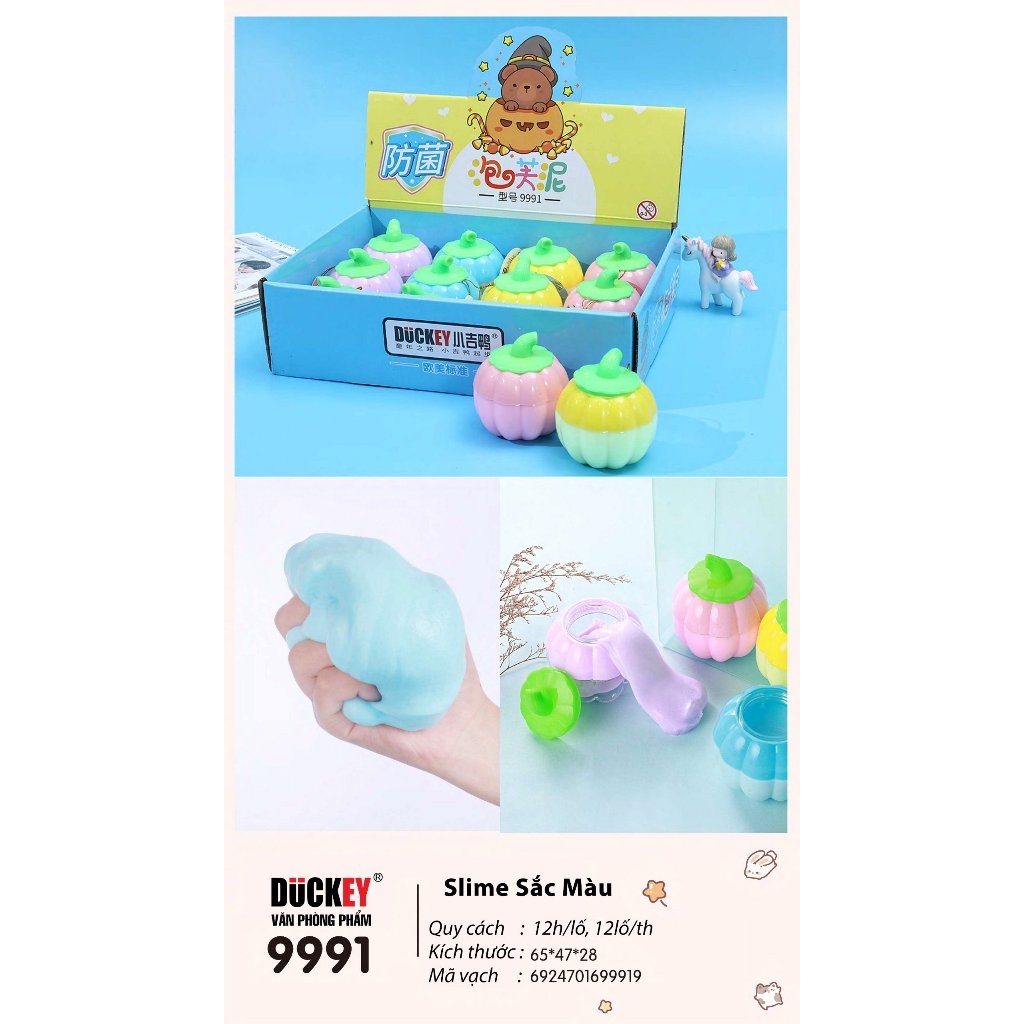 Slime dẻo sắc màu, thương hiệu DUCKEY. Slime XJY-9991, Hình bí ngô siêu cute - An toàn cho người sử dụng