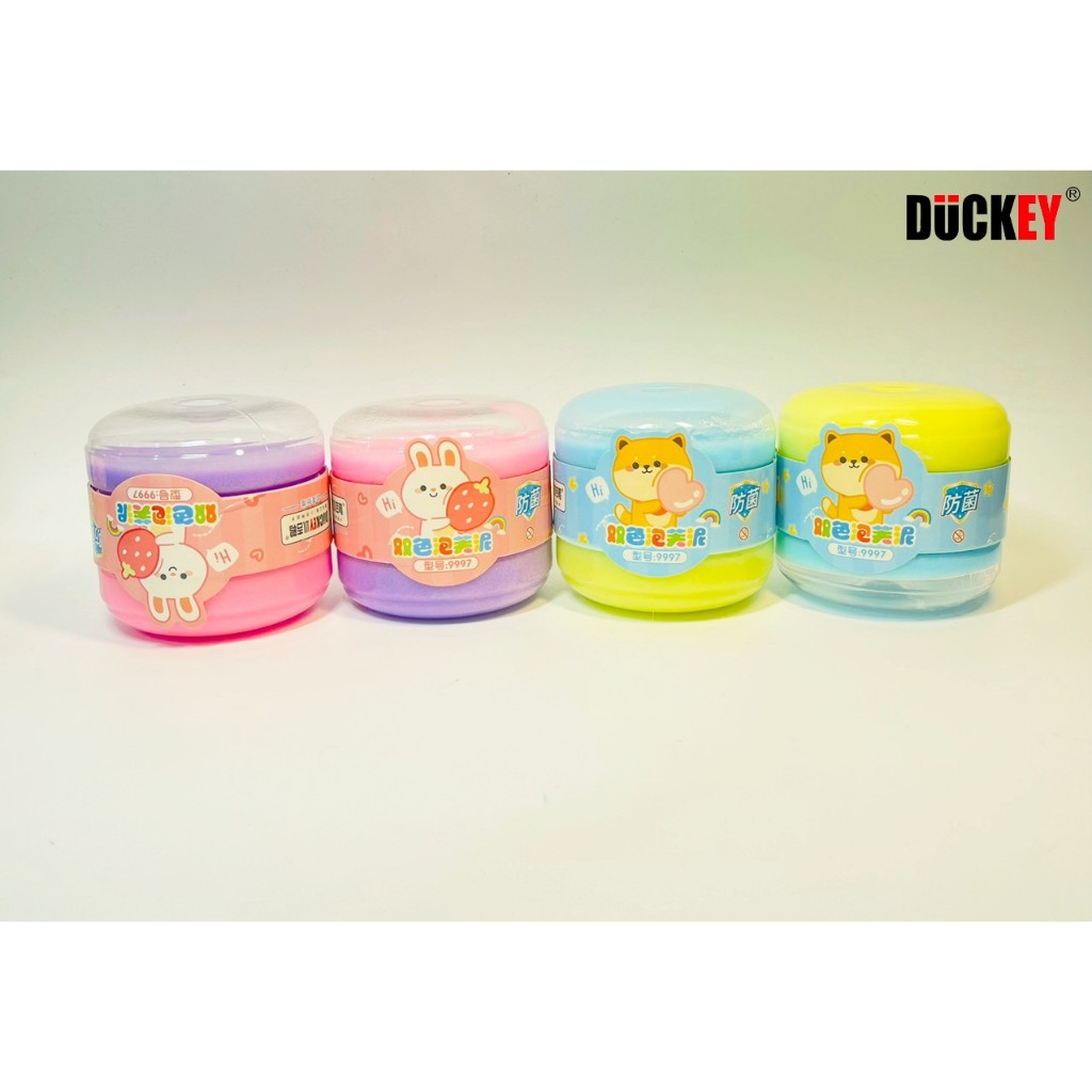 Slime dẻo sắc màu, thương hiệu DUCKEY. Slime XJY-9987 Đặc biệt thiết kế hai màu trong một hộp - An toàn cho bé