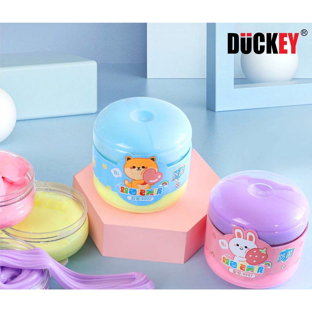 Slime dẻo sắc màu, thương hiệu DUCKEY. Slime XJY-9997 Đặc biệt thiết kế hai màu trong một hộp - An toàn cho bé