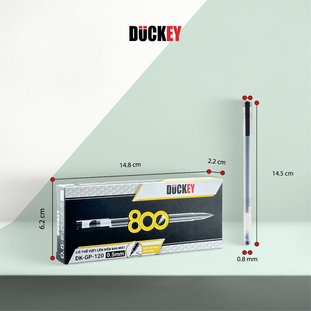 Bút Nước Gel DUCKEY DK-GP-120 0.5mm – Mực Lớn 800m, Ngòi Kim Siêu Trơn, Viết Mượt