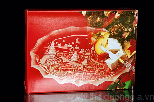 Đĩa hình ông già Noel cưỡi xe tuần lộc 33,5cm Walther-Glas: Silent Night Satin-1201117