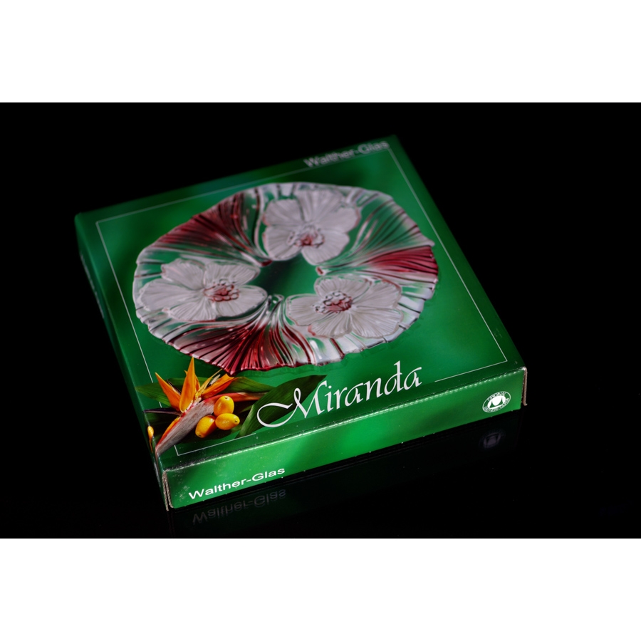 Đĩa thủy tinh màu trắng hồng 24cm thả hoa, đựng hoa quả Walther-Glas: Miranda Satin Rose-1217363