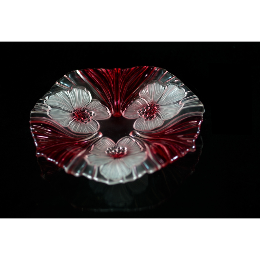 Đĩa thủy tinh màu trắng hồng 24cm thả hoa, đựng hoa quả Walther-Glas: Miranda Satin Rose-1217363