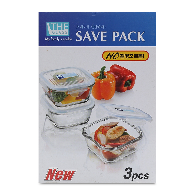 Bộ hộp đựng thực phẩm vuông 3 chiếc Hàn Quốc The Glass-GP460AA