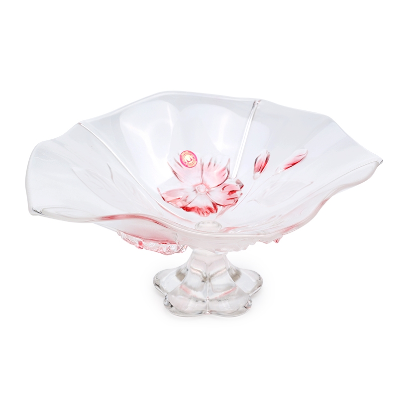 Bát thủy tinh màu trắng hồng có chân 33cm thả hoa, đựng hoa quả Walther-Glas: Evita Satin Rose-1214469
