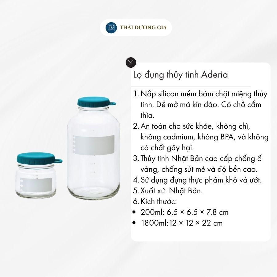 Lọ, hũ thủy tinh eCap nắp silicon dễ mở màu xanh Nhật Bản Aderia