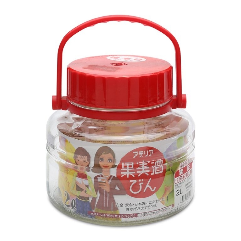 Lọ, bình thủy tinh 1.2L, 2L, 3L, 4L, 5L, 8L ngâm, đựng thực phẩm nắp đỏ 2 lớp Nhật Bản Aderia