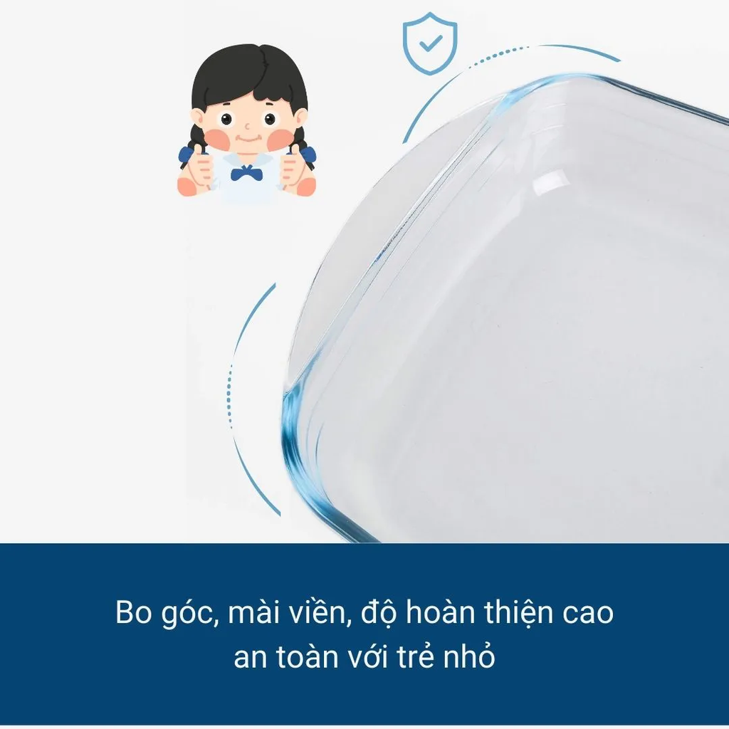 Bộ 3 cỡ khay thủy tinh vi sóng, lò nướng chữ nhật sản xuất tại Pháp Arcuisine