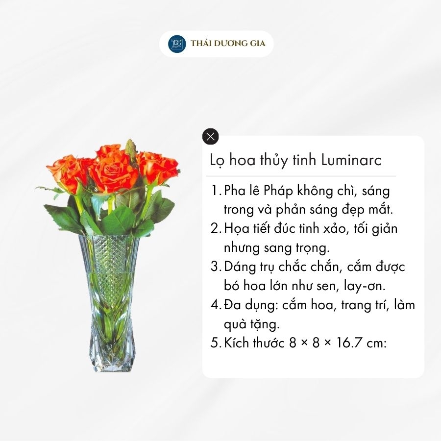 Lọ hoa 17cm thủy tinh cao cấp Pháp Luminarc – Pricier – 4019