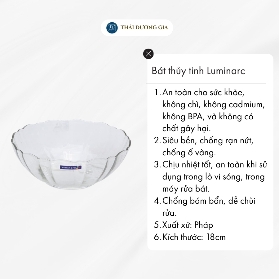 Bát, tô thủy tinh 18cm Thủy Tinh Luminarc-Arcade-531