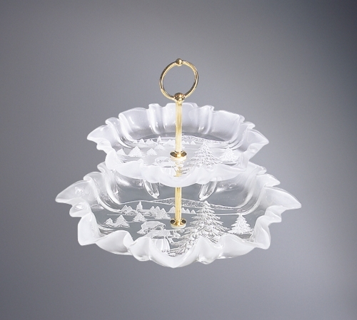 Combo bộ 4 đĩa trang trí Giáng sinh hình cô bé và cây thông Noel Walther-Glas: Weihnachtstraum color gold