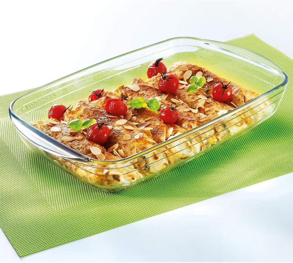 Bộ 3 cỡ khay thủy tinh vi sóng, lò nướng chữ nhật sản xuất tại Pháp Arcuisine