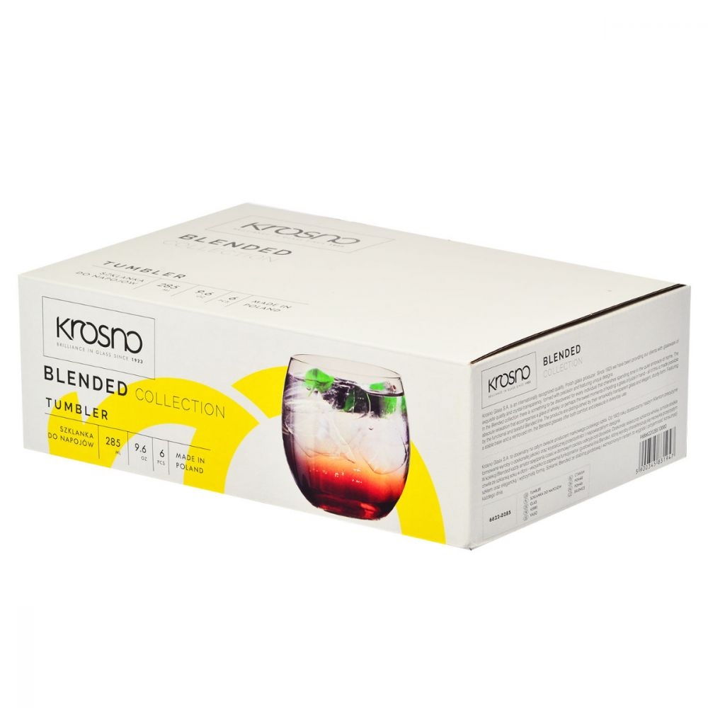 Bộ ly, cốc thủy tinh 6 chiếc bầu thấp 285ml BLENDED Ba Lan Krosno-831947