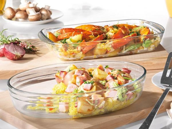 Đĩa thủy tinh vi sóng, lò nướng bầu dục Pháp Arcuisine