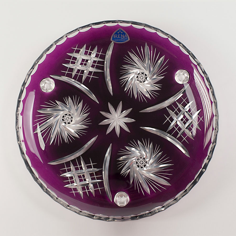 Bát đựng hoa quả, thả hoa pha lê không chì to màu tím 24cm Ba Lan Irena – Pinwheel 839182 (0001-24T)