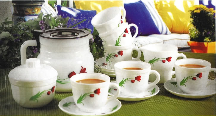 Bộ 6 bát ăn cơm 12,5cm sứ thủy tinh Rak Glass – Tulip – K0721