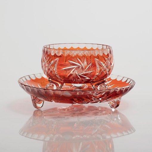 Bộ 6 bát tròn và đĩa pha lê không chì đựng mứt, ô mai Tết Ba Lan Irena – Pinwheel