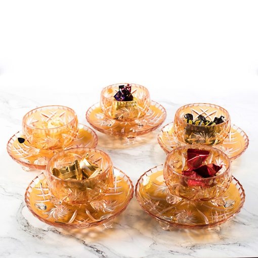 Bộ 6 bát tròn và đĩa pha lê không chì đựng mứt, ô mai Tết Ba Lan Irena – Pinwheel