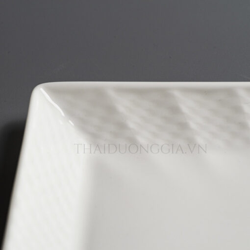 Bộ khay chữ nhật và 3 bát tròn có nắp đựng mứt, ô mai Tết trắng sứ tro xương Hàn Quốc