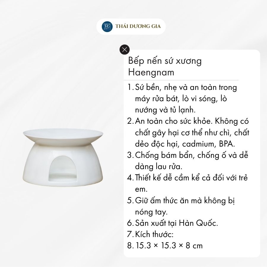 Bếp nến giữ nhiệt thức ăn sứ xương Hàn Quốc Haengnam CF6104