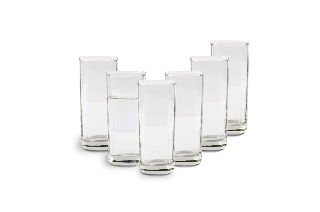 Bộ ly, cốc thủy tinh 6 chiếc  tinh cao vuông miệng 355ml Hàn Quốc The Glass-B144