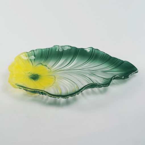 Đĩa thủy tinh màu xanh lá cây 44,5cm thả hoa, đựng hoa quả Walther-Glas: Miranda Jungle-1400267