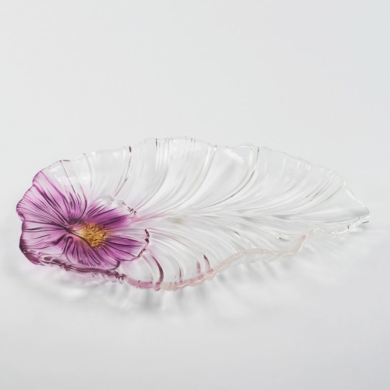 Đĩa thủy tinh màu tím 44,5cm thả hoa, đựng hoa quả Walther-Glas: Miranda Violet Yellow-1400023