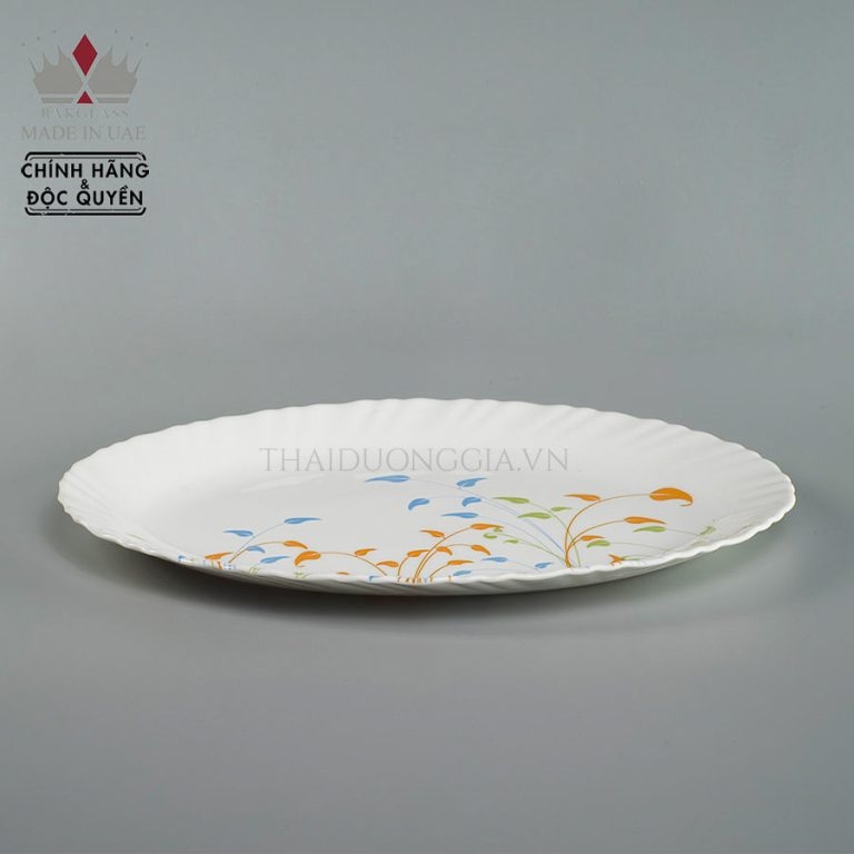 Đĩa bầu dục to 32cm Rak Glass – Fresh Leaves-1101