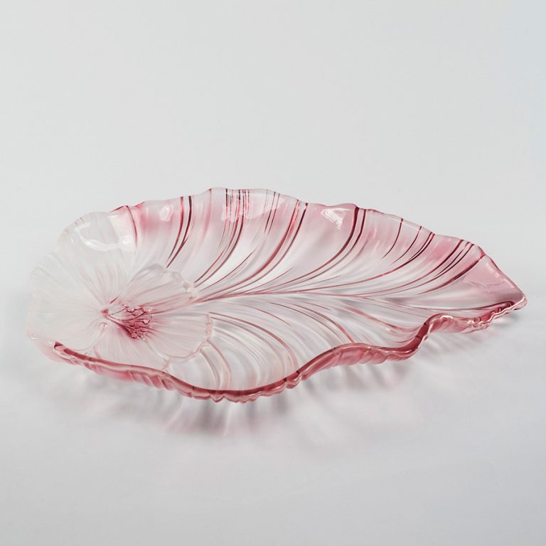 Đĩa thủy tinh màu trắng hồng 44,5cm thả hoa, đựng hoa quả Walther-Glas: Miranda Satin Rose-1213000