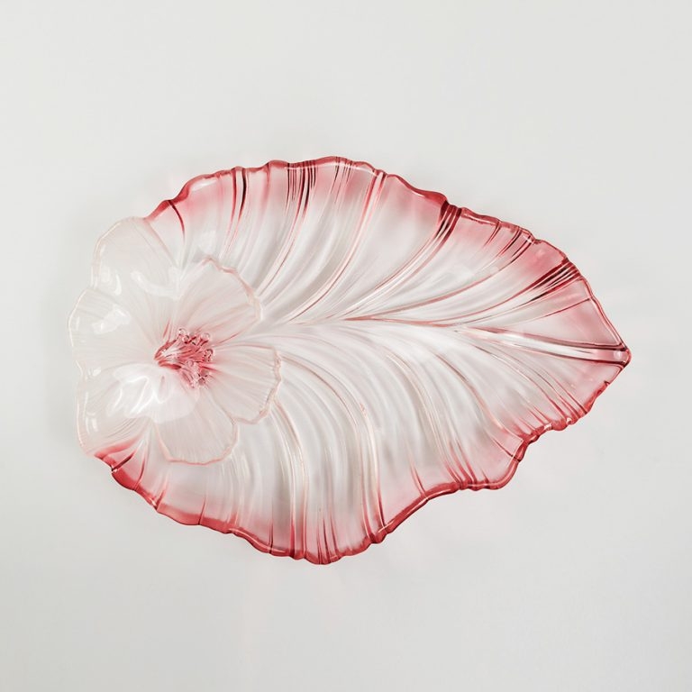 Đĩa thủy tinh màu trắng hồng 44,5cm thả hoa, đựng hoa quả Walther-Glas: Miranda Satin Rose-1213000