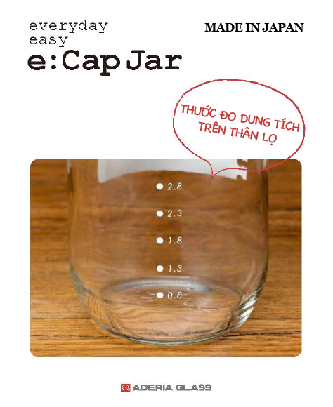 Lọ, hũ thủy tinh 200ml, 320ml, 900ml, 1800ml eCap nắp silicon dễ mở màu cam Nhật Bản Aderia