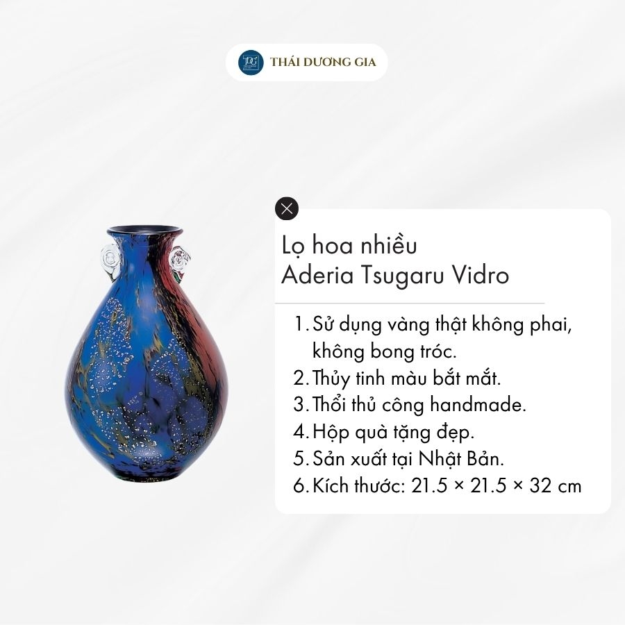 Lọ hoa nhiều màu cao 31cm Nhật Bản Aderia Tsugaru Vidro F-79823