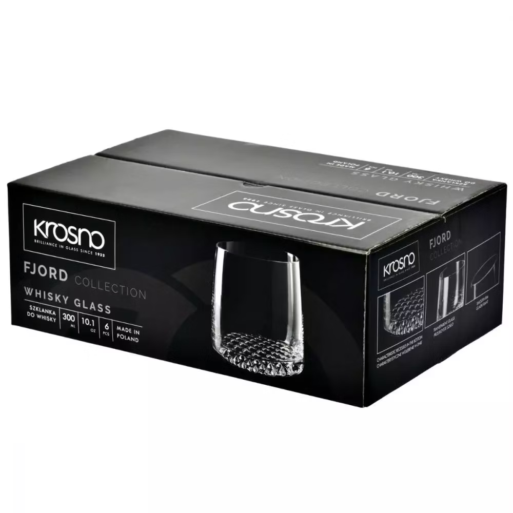 Bộ 6 cốc pha lê uống rượu mạnh whisky FJORD 300ml Ba Lan Krosno-877013