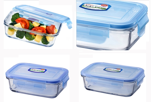 Hộp đựng thực phẩm chữ nhật The Glass thủy tinh cao cấp Hàn Quốc P753 400ml - Thái Dương Gia