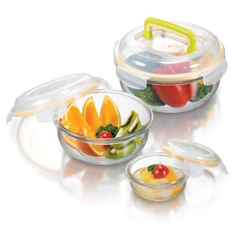 Hộp đựng tròn có quai xách 2100ml Hàn Quốc The Glass-P746