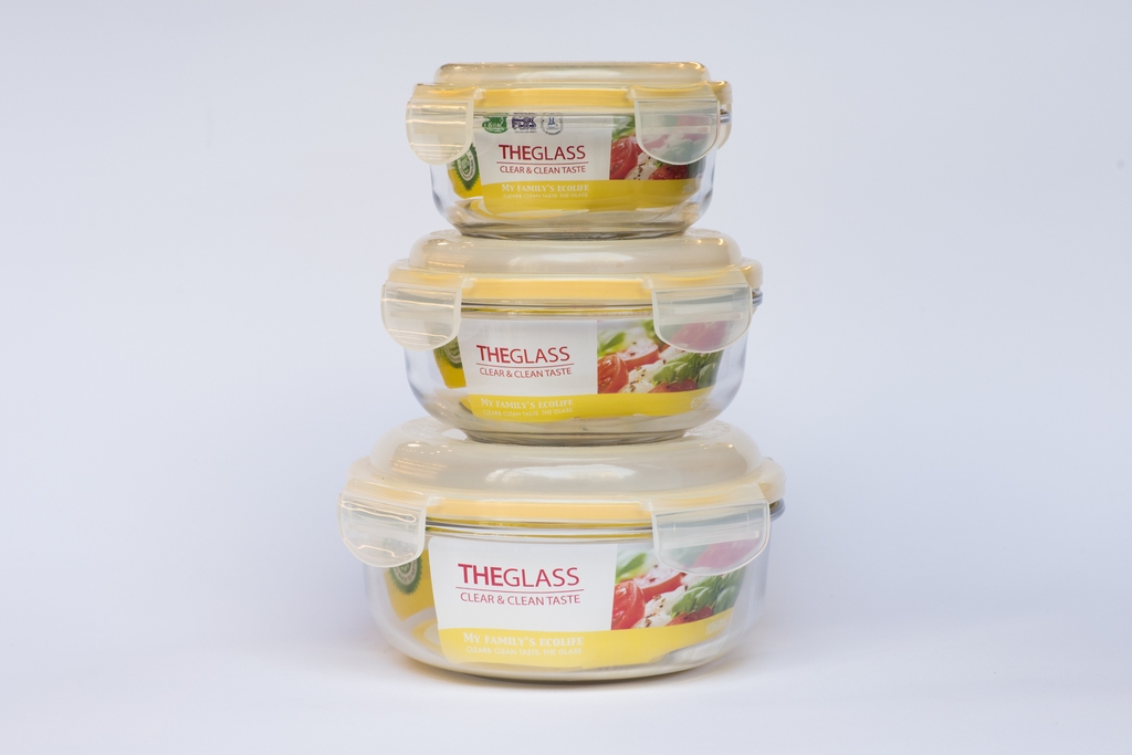Hộp đựng thực phẩm tròn Hàn Quốc The Glass