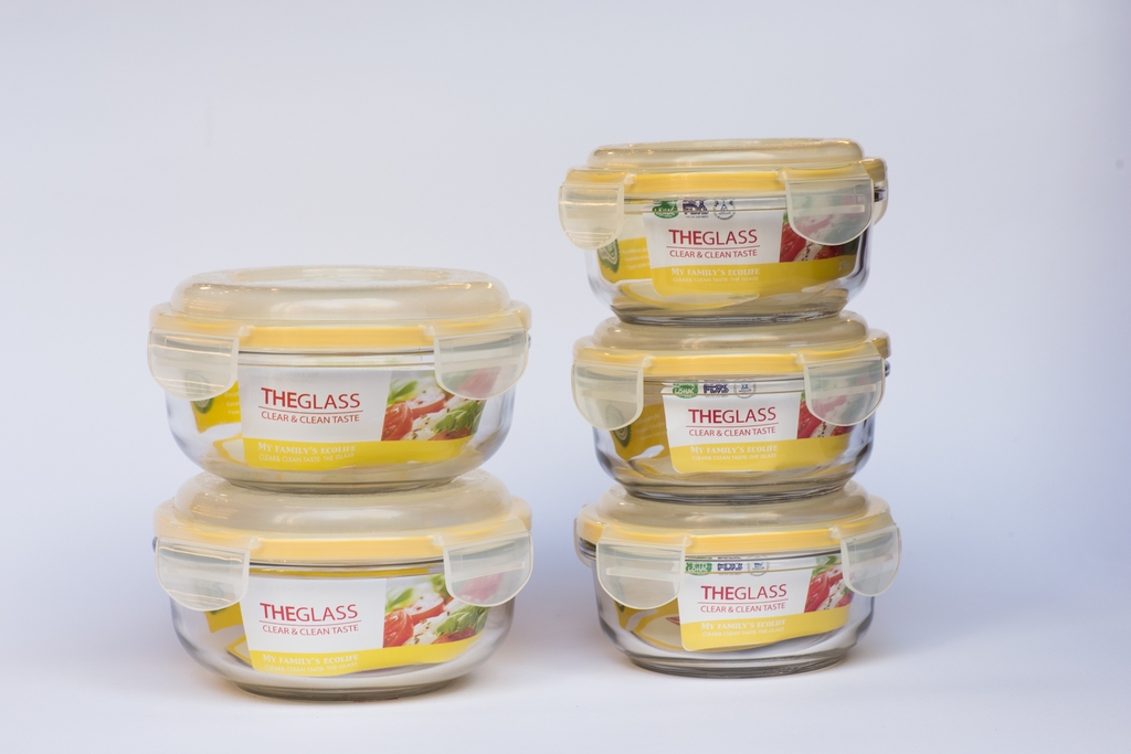 Hộp đựng thực phẩm tròn Hàn Quốc The Glass